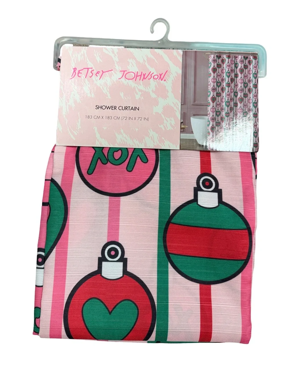 Betsey Johnson NWT Bath Accessory Set Aqua Ornament Bath Mat & Shower Curtain